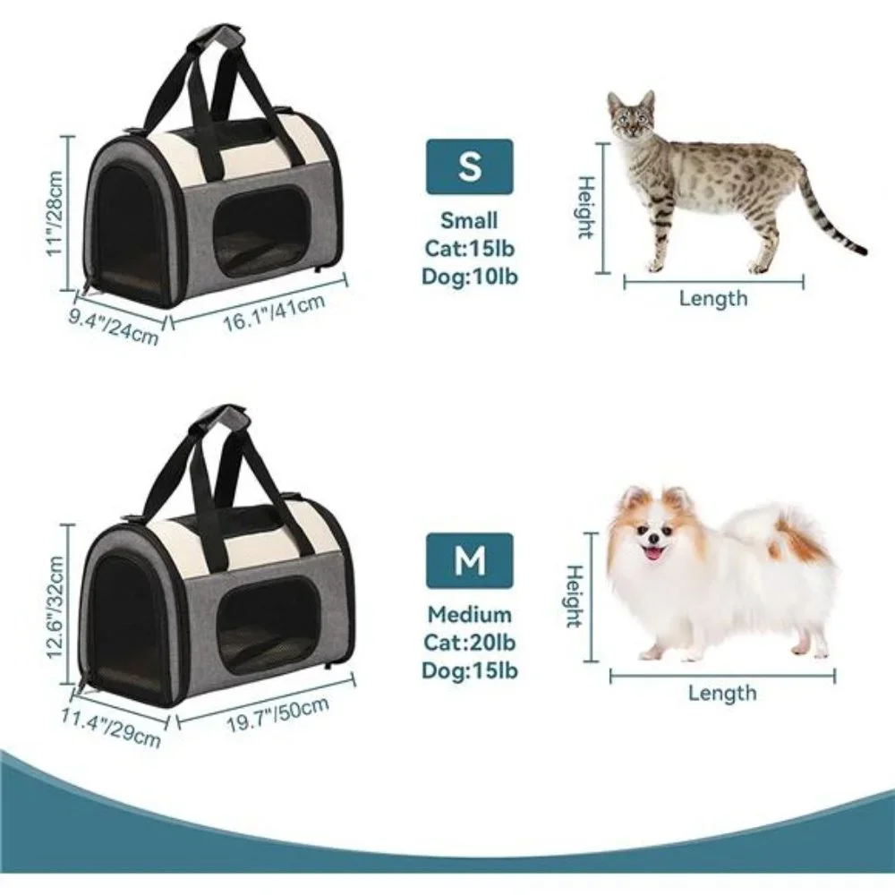 Small 5-Sided Breathable Mesh Pet Carrier Lightweight Soft Cat Carrier Dark Gray